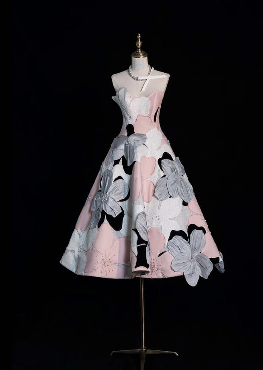 Fairy Chicken Heart A-Line Short Prom Dress with Appliqué, Pink Birthday Dress DP3789