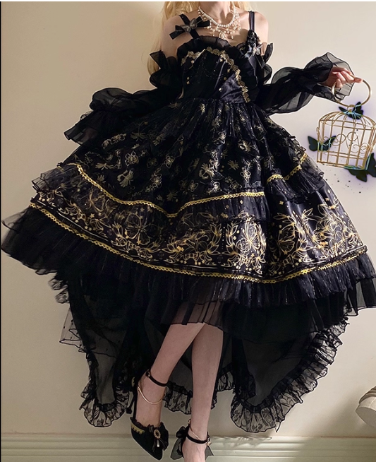 Cute Spaghetti Strap Ball Gown Chiffon Birthday Dress Sweet White Lolita Dresses DP3796