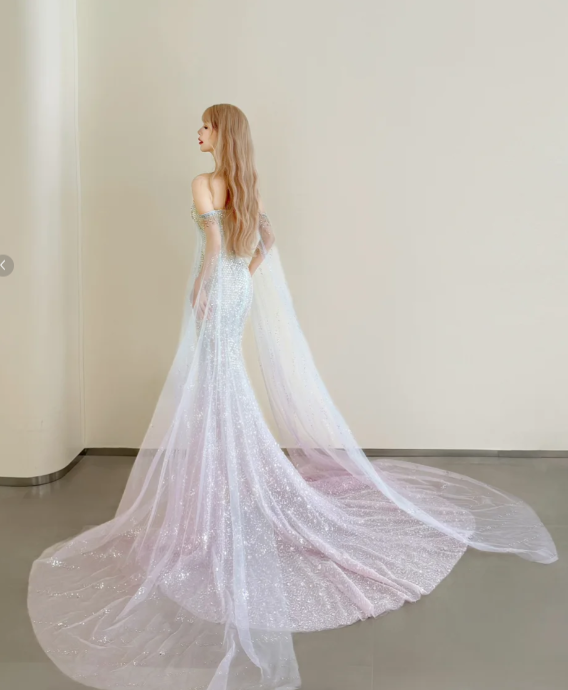 Gorgeous Sweetheart Neck Mermaid Long Prom Dress Sequined Tulle Pink Evening Gown DP3807