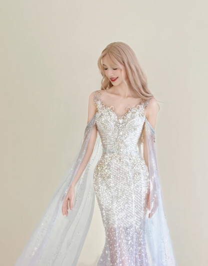 Gorgeous Sweetheart Neck Mermaid Long Prom Dress Sequined Tulle Pink Evening Gown DP3807