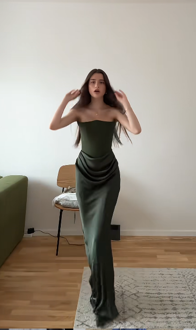 Elegant Strapless Mermaid Long Prom Dress Satin Dark Green Evening Gown DP3808