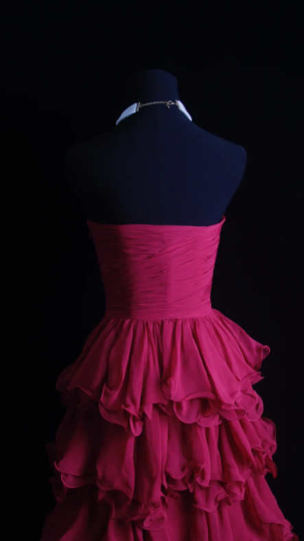 Gorgeous A-Line Hot Pink Long Prom Dresses Sweetheart Neck Evening Dresses Chiffon Hot Pink Formal Dresses DP3817