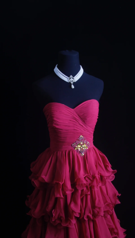 Gorgeous A-Line Hot Pink Long Prom Dresses Sweetheart Neck Evening Dresses Chiffon Hot Pink Formal Dresses DP3817