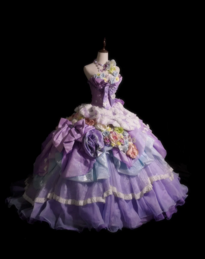 Gorgeous Ball Gown Purple Long Prom Dresses Tulle Sleeveless Purple Quinceanera Dresses Sweet 16 Dresses DP3819