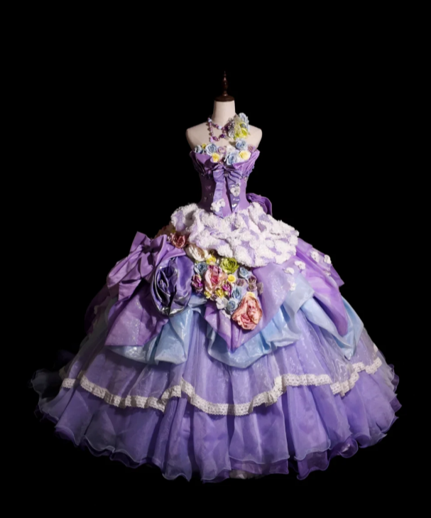 Gorgeous Ball Gown Purple Long Prom Dresses Tulle Sleeveless Purple Quinceanera Dresses Sweet 16 Dresses DP3819