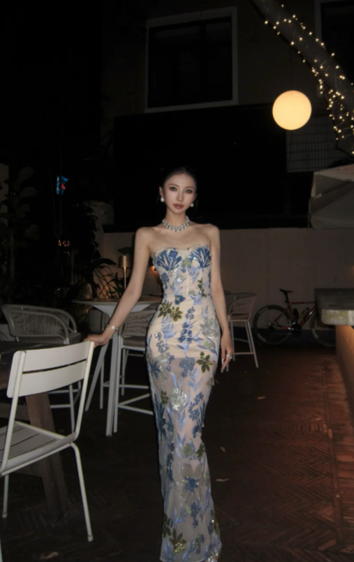 Chic Sweetheart Neck Sheath Long Prom Dresses Sleeveless Applique Evening Dresses DP3833