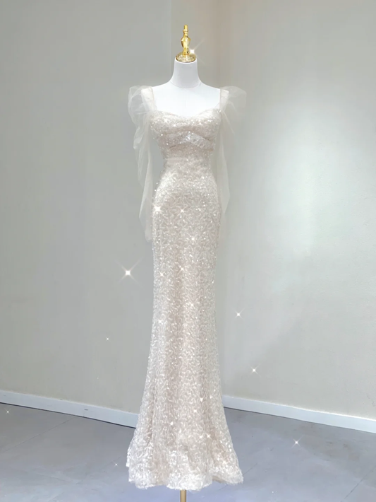 Pretty Mermaid Strapless Sequin Long Prom Dresses Graduation Dress High School Classy Evening Dresses DP388