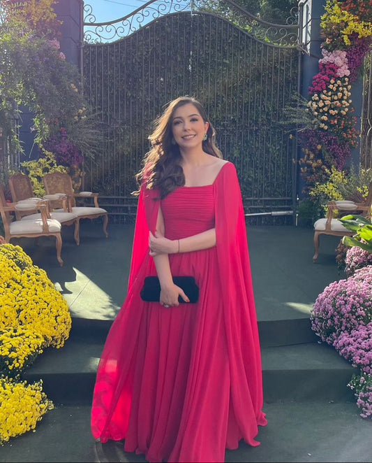 Elegant Sheath Red Mother of the Bride Dresses Chiffon Long Sleeve Red Evening Dresses DP3889