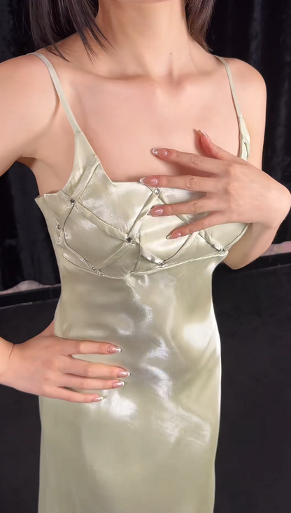 Glam Sheath Light Champagne Long Prom Dresses Satin Sleeveless Light Champagne Evening Dresses DP3924