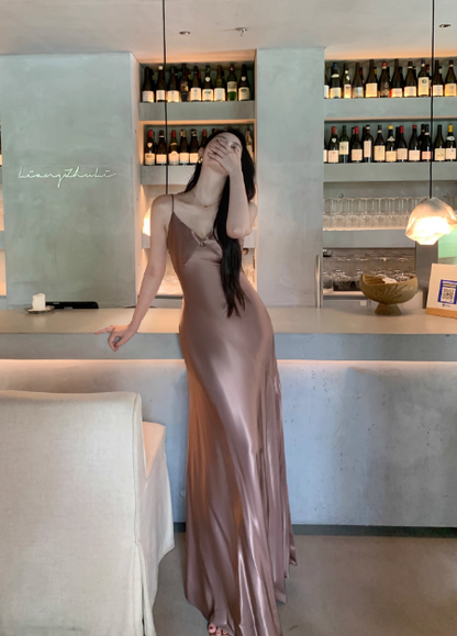 Elegant Sheath White Long Prom Dresses Spaghetti Strap Satin White Evening Dresses DP03957