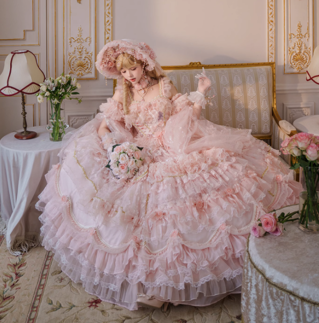 Princess Straps Ball Gown Tulle Pink Short Birthday Dresses Cute Lace Pink Lolita Dresses DP3999