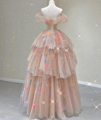 Modest Ball Gown Off The Shoulder Pink Long Prom Dresses High School Outfits Graduation Dress Evening Dresses DP425