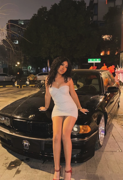 Sexy Bodycon Short Prom Dresses Strapless Party Dresses White Birthday Dresses DP4617