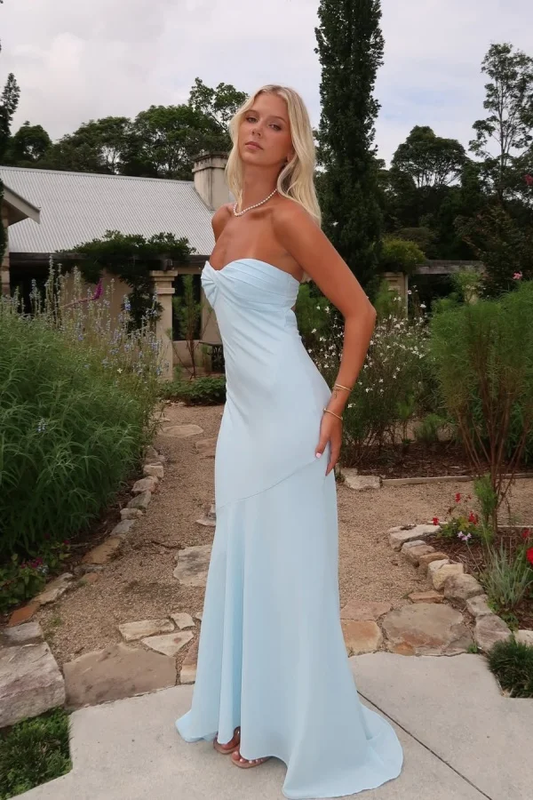 Classy Baby Blue Strapless Sweetheart Summer Prom Dress Graduation Dress DP477