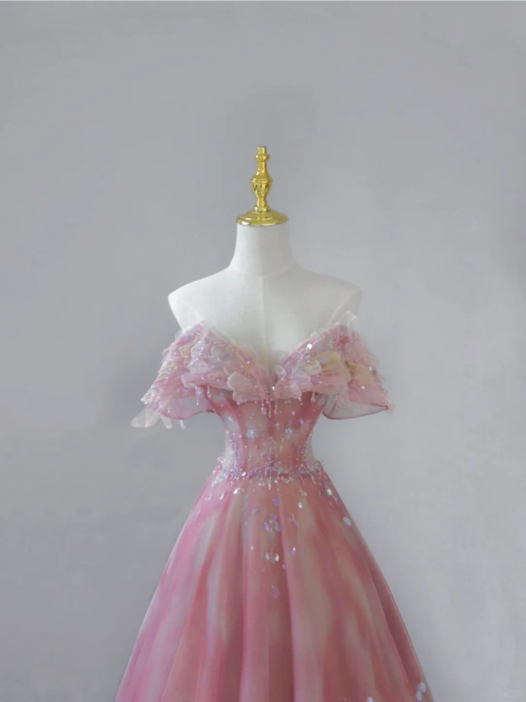 Fairy-tale A Line Off The Shoulder Pink Tulle Long Prom Dresses Evening Dresses DP501