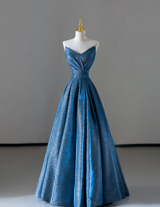 Fairy-tale A Line Sweetheart Blue Sequin Long Prom Dresses Evening Dresses DP512