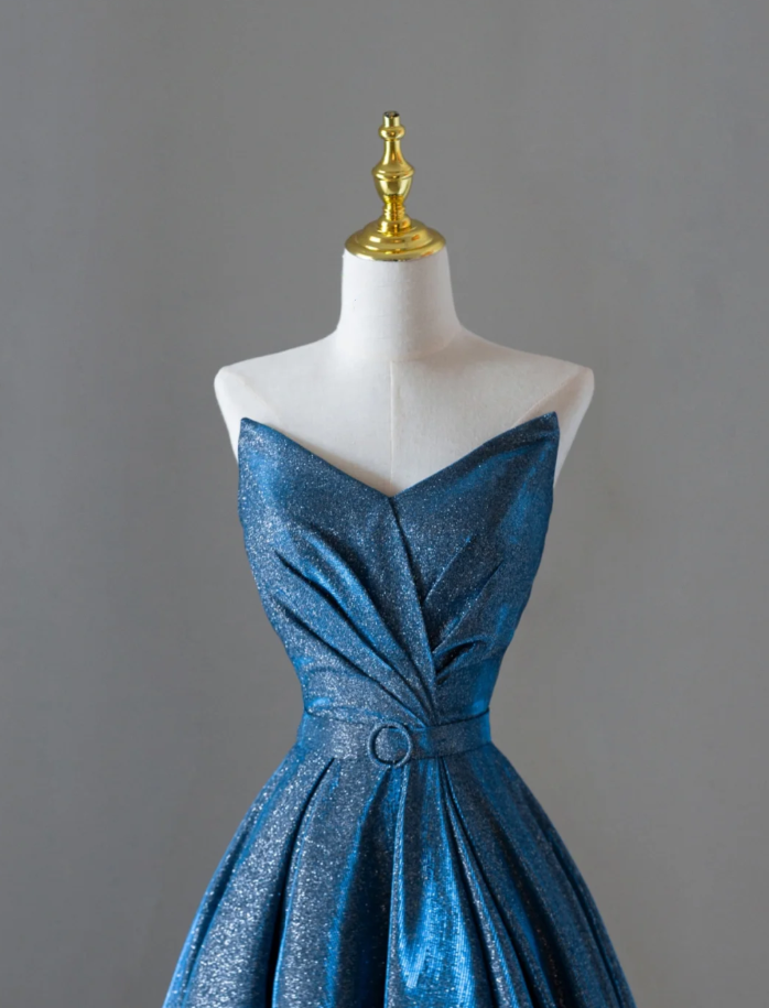 Fairy-tale A Line Sweetheart Blue Sequin Long Prom Dresses Evening Dresses DP512