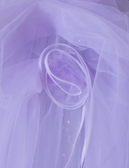 Pretty A Line Straps Lilac Tulle l Sleeveless Long Prom Dresses Evening Dresses DP527