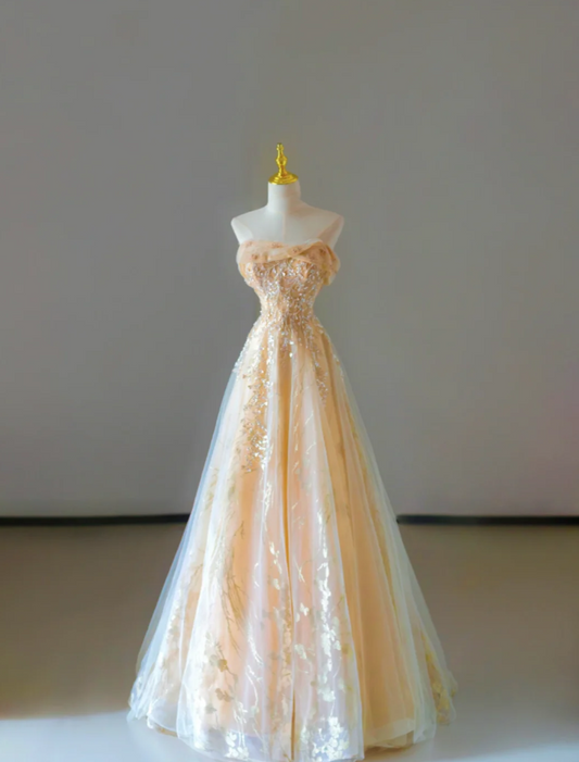 Gorgeous A Line Sweetheart Sleeveless Sequin Long Prom Dresses Graduation Dresses DP528