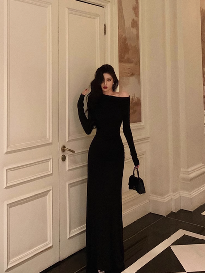 Elegant Mermaid Black Long Sleeves 18th Birthday Dress Party Gown Birthday Outfits Birthday Dress Ideas For Women DP574