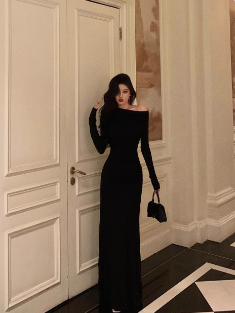 Elegant Mermaid Black Long Sleeves 18th Birthday Dress Party Gown Birthday Outfits Birthday Dress Ideas For Women DP574