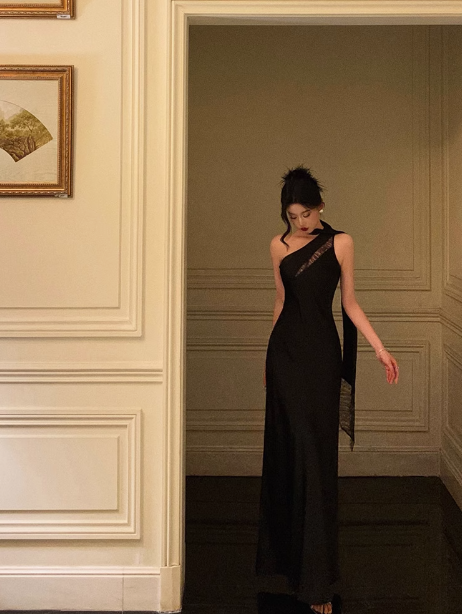 Elegant A Line One Shoulder Black 18th Birthday Dress Party Gown Birthday Outfits Birthday Dress Ideas For Women DP608