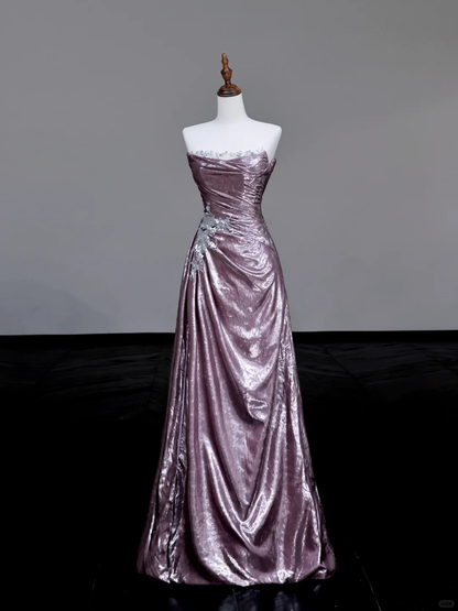 Gorgeous A Line Strapless Sequin Lilac Long Prom Dress Party Dress Graduation Dresses DP717