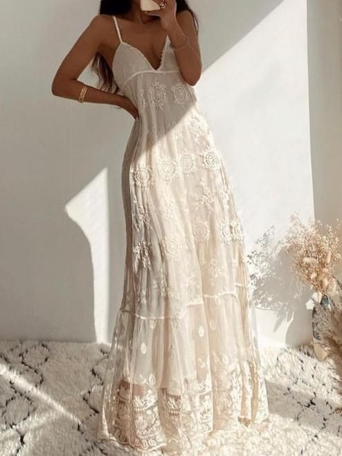 Gorgeous A Line Halter Long Lace Ivory Prom Dresses Wedding Guest Dresses Graduation Dresses DP725