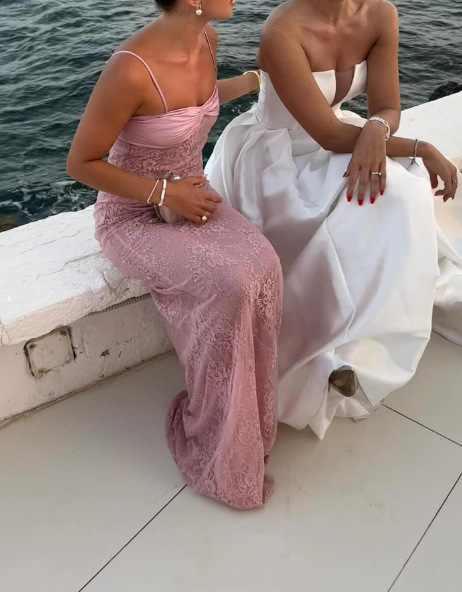 Tenue élégante pour invité de mariage, bretelles fourreau, robe de nuit rose, robe d'invité de mariage d'été, robe de remise de diplôme DP750