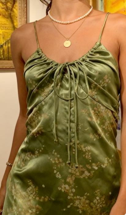 Gorgeous A line Halter Green Floral Prom Dresses Formal Summer Wedding Guest Dresses Wedding Guest Outfits DP760