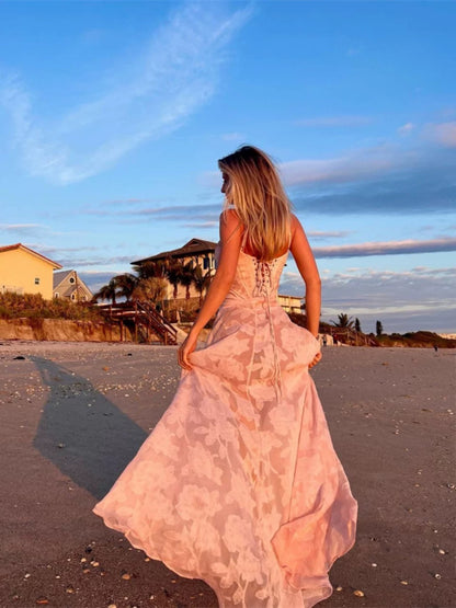 Wunderschöne A-Linie Träger Hellhimmelblau Spitze Ballkleider Formale Sommer Hochzeitsgastkleider Hochzeitsgast-Outfits DP776