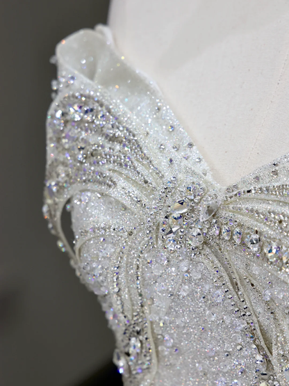 Princess Bridal Gown Ball Gown Sweetheart White Sequin Wedding Dresses With Bow-knot Bridal Gowns DP816