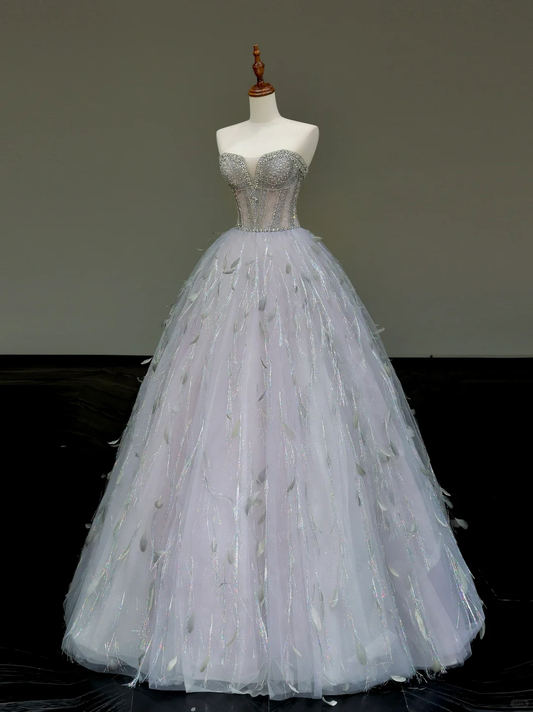 Gorgeous Ball Gown Sweetheart Tulle Long Prom Dress Party Dress Graduation Dresses DP826