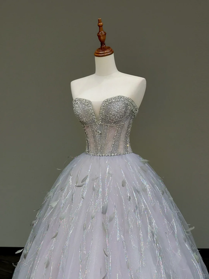 Gorgeous Ball Gown Sweetheart Tulle Long Prom Dress Party Dress Graduation Dresses DP826