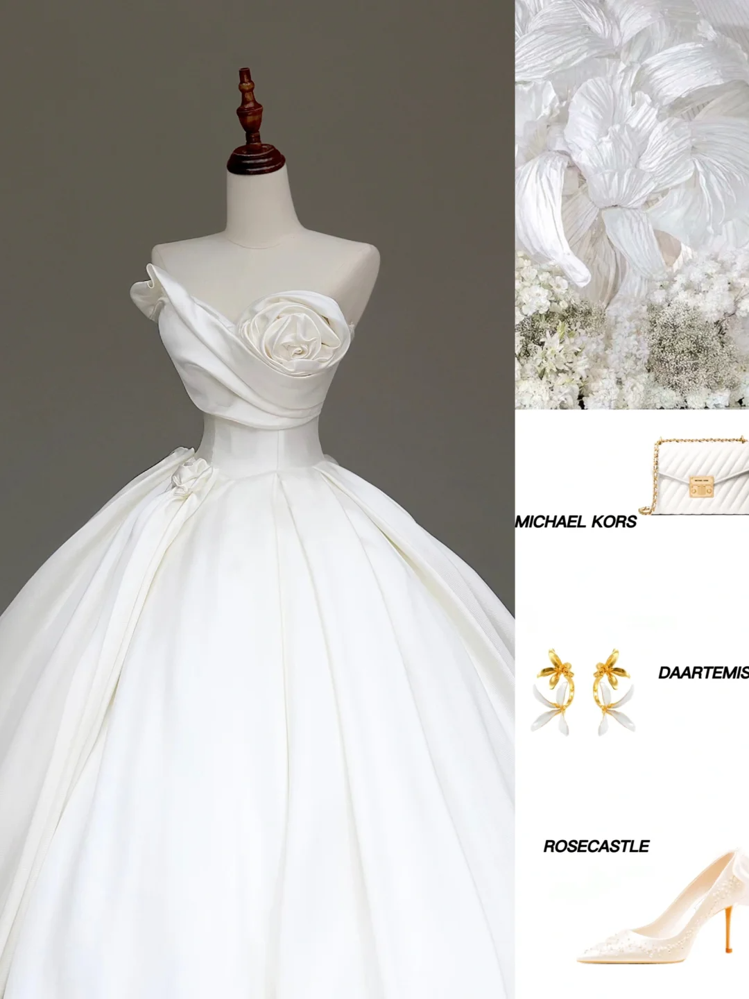 Zeitloses Brautkleid Ballkleid Herzausschnitt Weiß Satin Blumen Brautkleider Brautkleider DP849