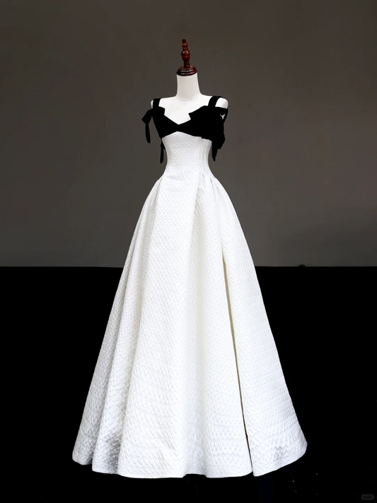 Gorgeous A line Spaghetti Straps White Long Prom Dress Party Dress Graduation Dresses DP864