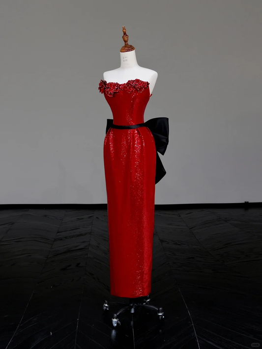 Elegant Glamour Sheath Burgundy Sequin Prom Dress Party Dress Evening Dresses DP882