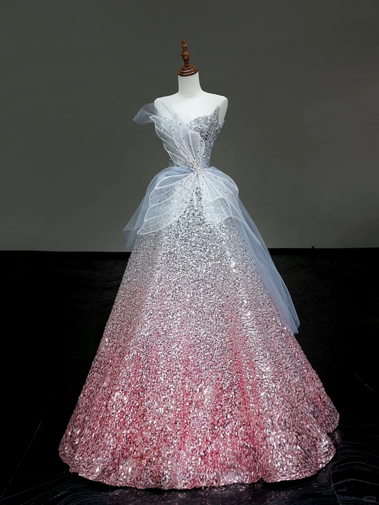 Elegant Glamour Ball Gown Sweetheart Sequin Silver Red Prom Dress Party Dress Evening Dresses DP887