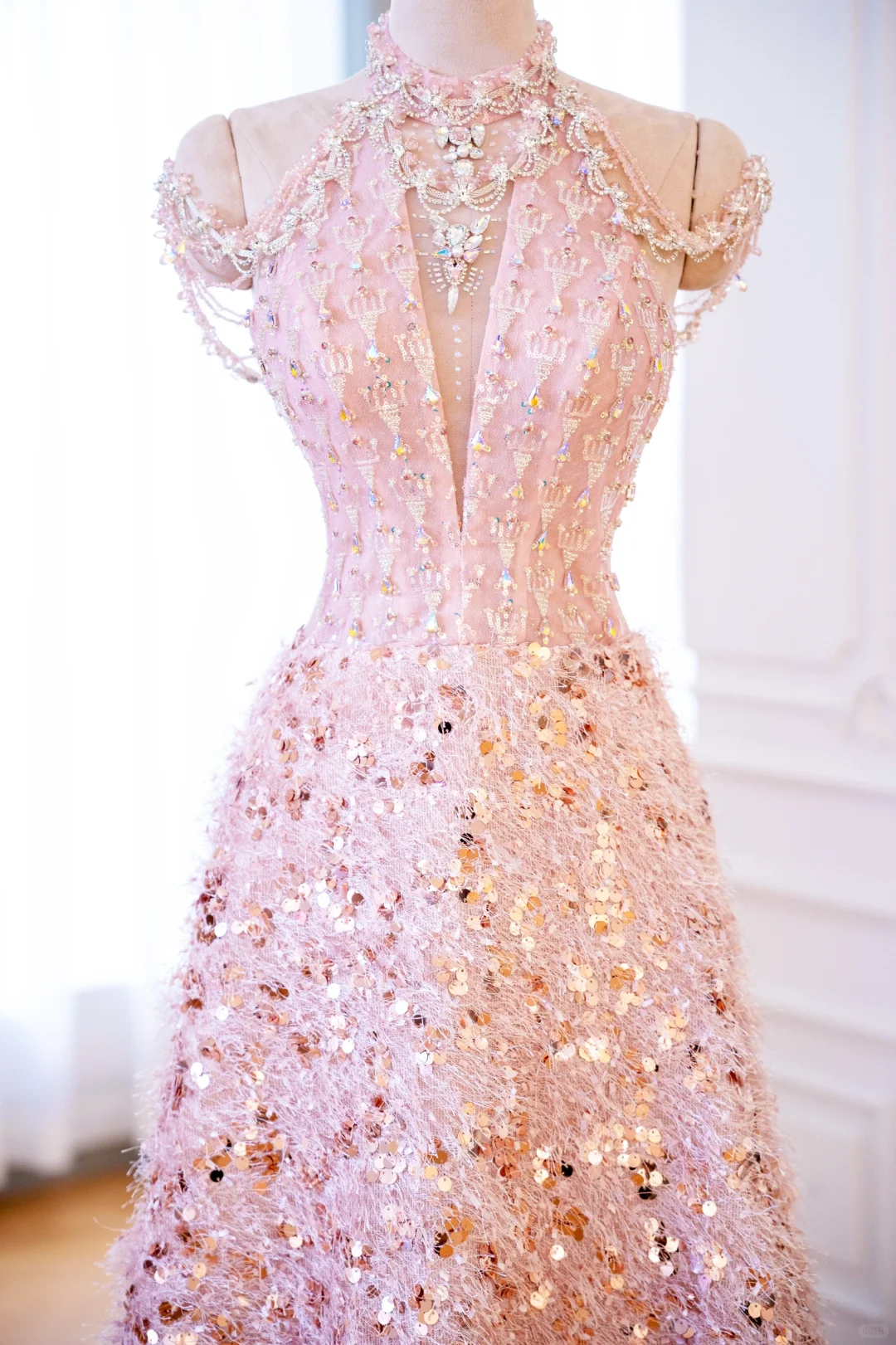 Elegant Glamour Ball Gown Pink Sequin Evening Gowns Party Dress Classy Gowns Evening Dresses DP904