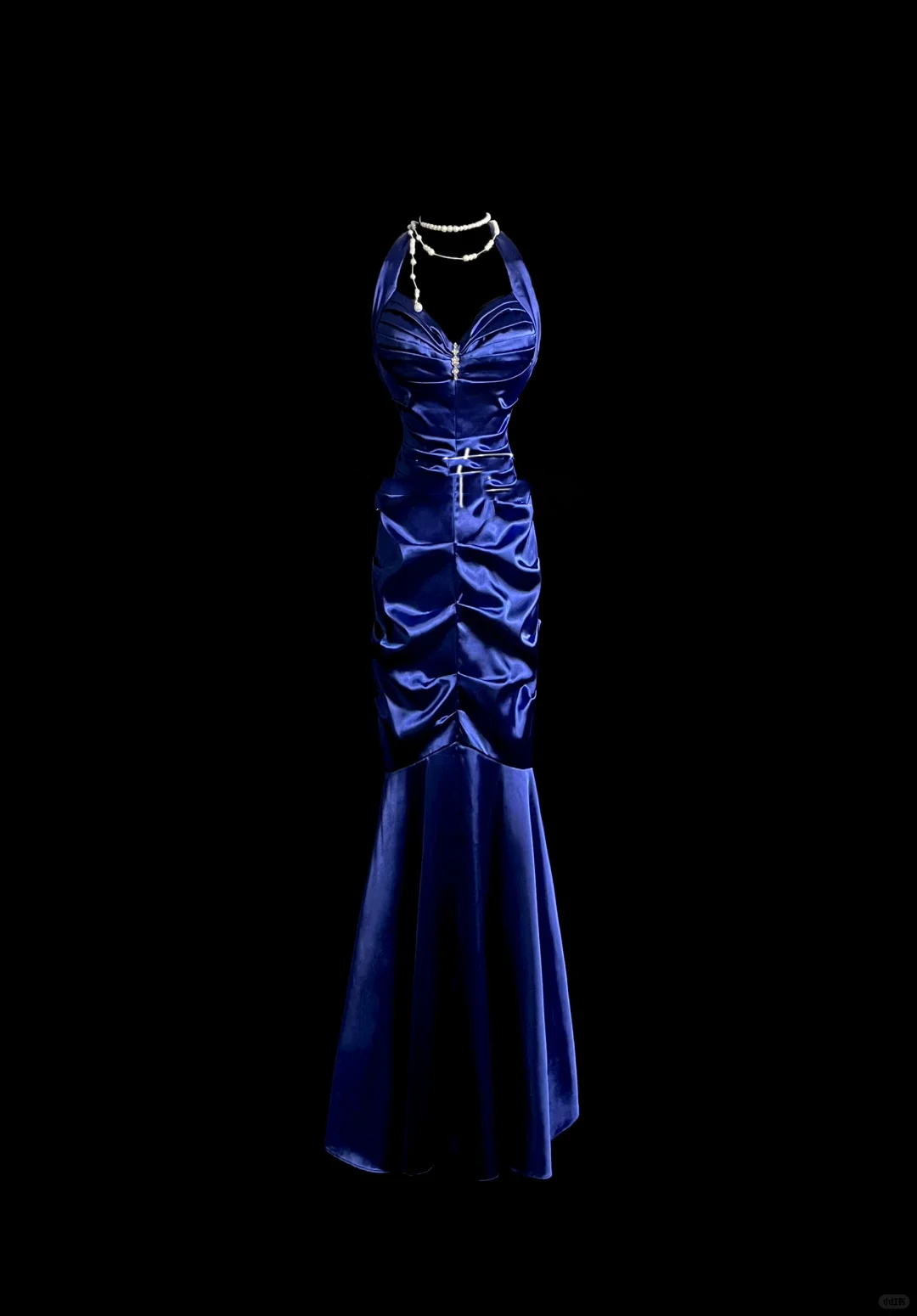Robe de soirée élégante et glamour, style sirène, dos nu, en satin bleu royal, longue, DP911