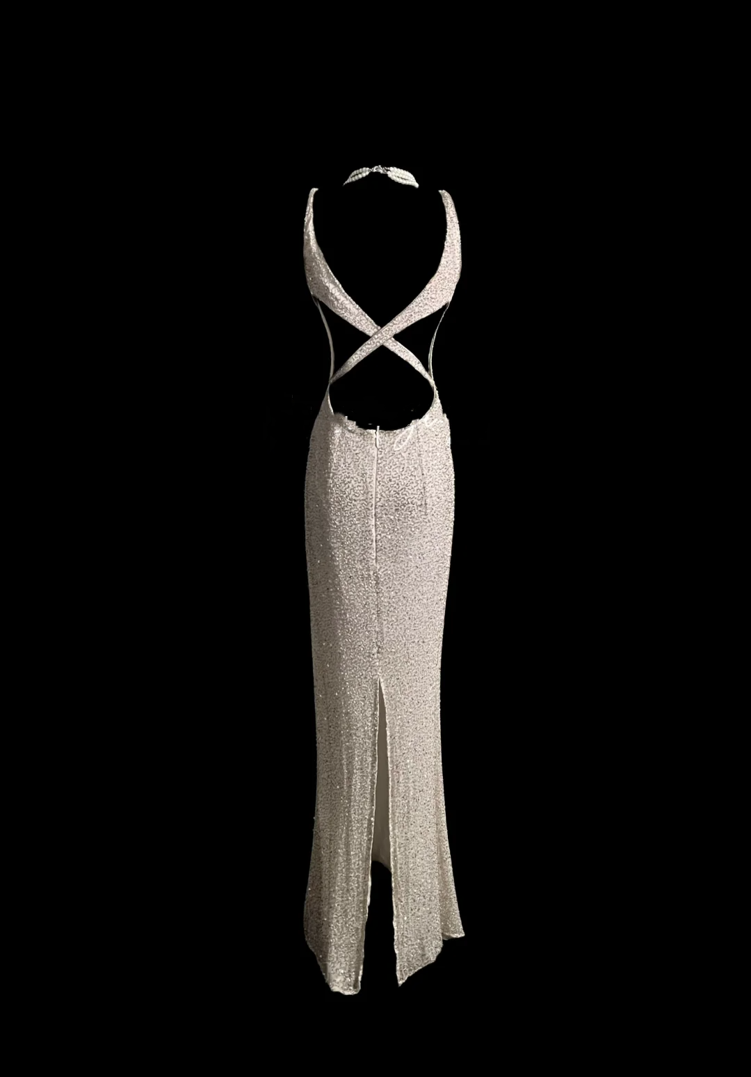 Elegant Glamour Mermaid Square White Sequin Long Prom Dresses Party Dress Evening Dress DP913