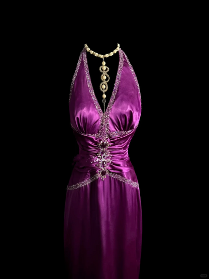 Robe de soirée élégante et glamour, style sirène, dos nu, en satin, tenue de bal longue, DP914