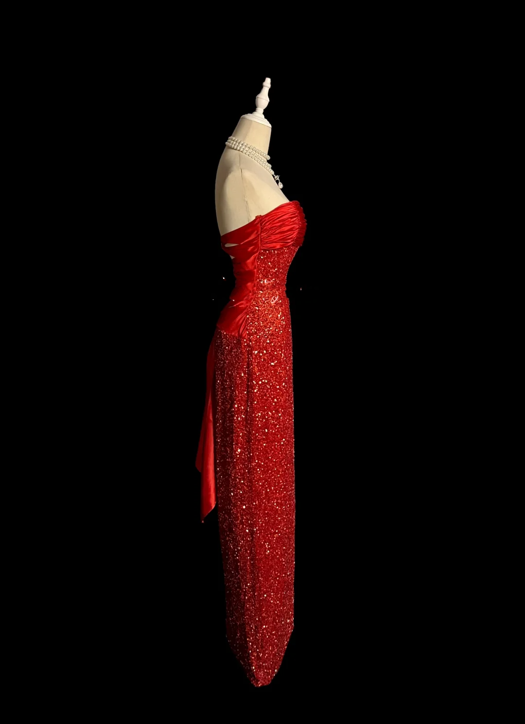 Elegant Glamour Mermaid Strapless Sequin Red Long Prom Dresses Party Dress Evening Dress DP923