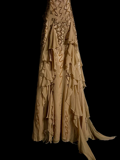 Elegant Glamour Mermaid Sweetheart Sequin Gold Chiffon Long Prom Dresses Party Dress Evening Dress DP925