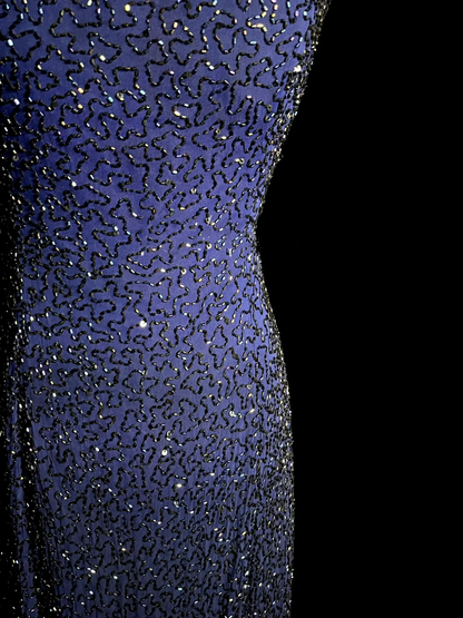 Vintage Mermaid Spaghetti Straps Blue Backless Sequin Long Prom Dresses Party Dress Evening Dress DP930