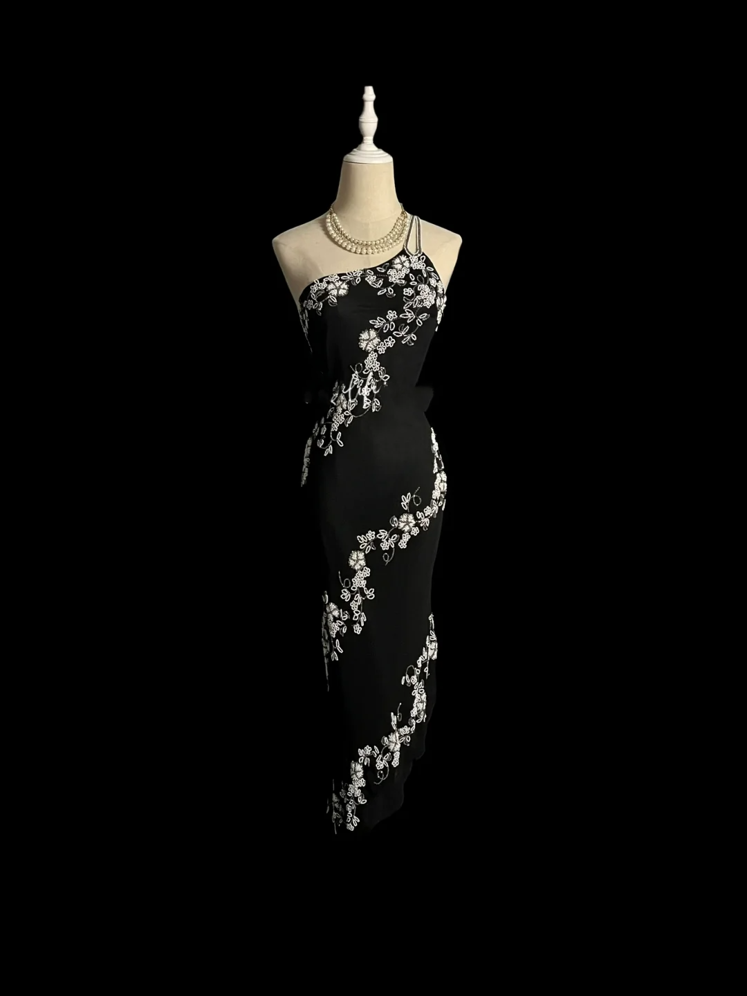 Robe de soirée noire style fourreau rétro asymétrique, robe de bal, DP941