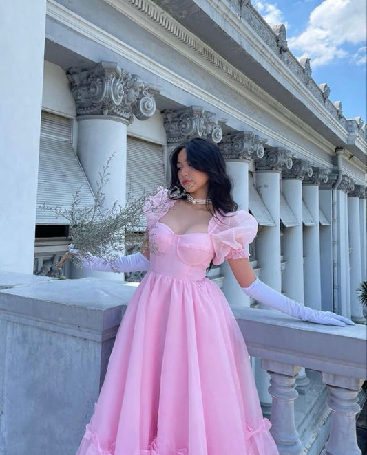 Stunning Ball Gown Sweetheart Pink Long Birthday Dress Party Dress Birthday Outfit DP955