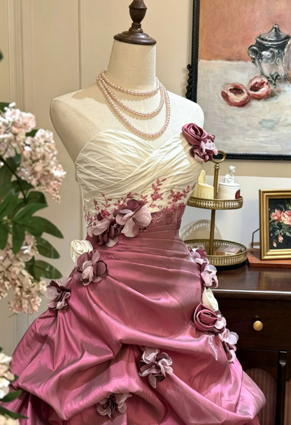 Märchenhafte Ballkleid Lange Quinceanera Kleid Tüll Applikation Geburtstagskleid Pflaume Sweet 16 Kleid DQ003