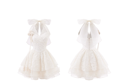 Pretty Ball Gown Halter Ivory Lace Short Mini Formal 8th Grade Homecoming Dresses Summer Middle School Hoco Dress Homecoming Outfits DH682