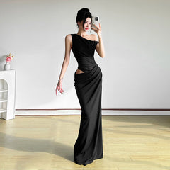 Schwarzes Damenkleid S588